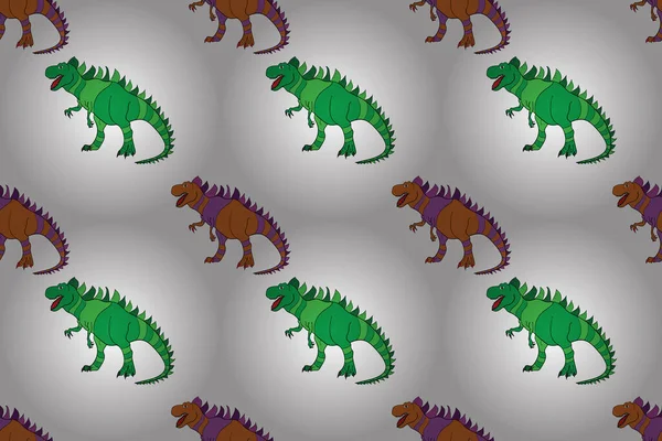 Geometriskt Sömlöst Mönster Med Dinosaurier Färgade Ödleliknande Dinosaurier För Förpackning — Stockfoto