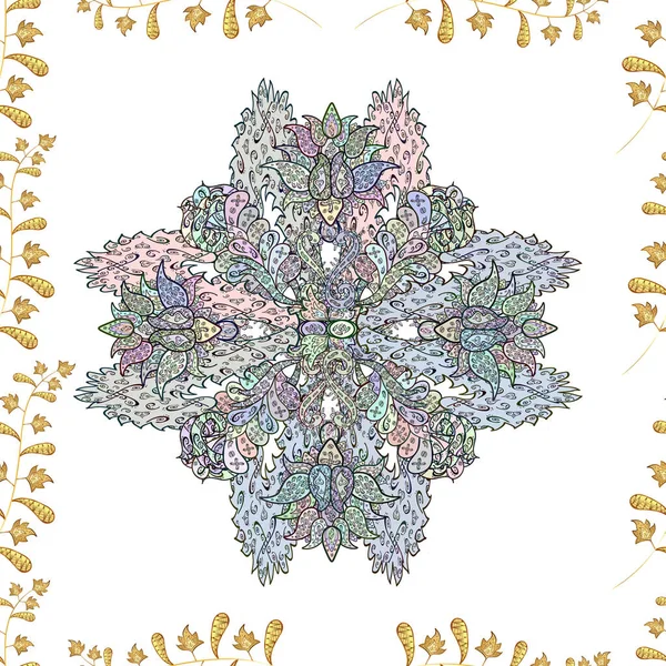 Αφηρημένες Ενδιαφέρουσες Εικόνες Πολύχρωμα Mandala Doodles — Διανυσματικό Αρχείο