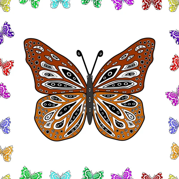 Bezproblémový Vzor Motýlem Hnědém Černém Bílém Pozadí Pozadí Pro Textil — Stock fotografie