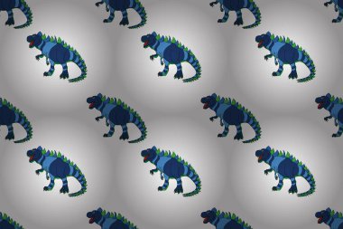 Dinozorlarla birlikte geometrik kusursuz desen. Renkli kertenkele benzeri dinozorlar paketleme ya da giydirme için. Saurischian dinozorları.