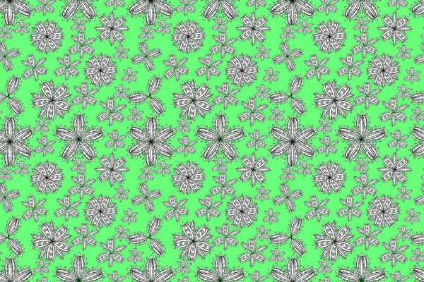Pano Seamless Raster Floral Pattern White Doodles Flowers — Stock Photo, Image