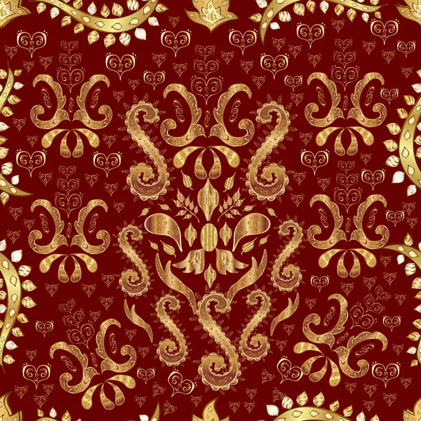 그래픽 패턴이죠 베이지 갈색을 황금색 원소들 꽃무늬 소름끼치는 Wallpaper Baroque — 스톡 사진