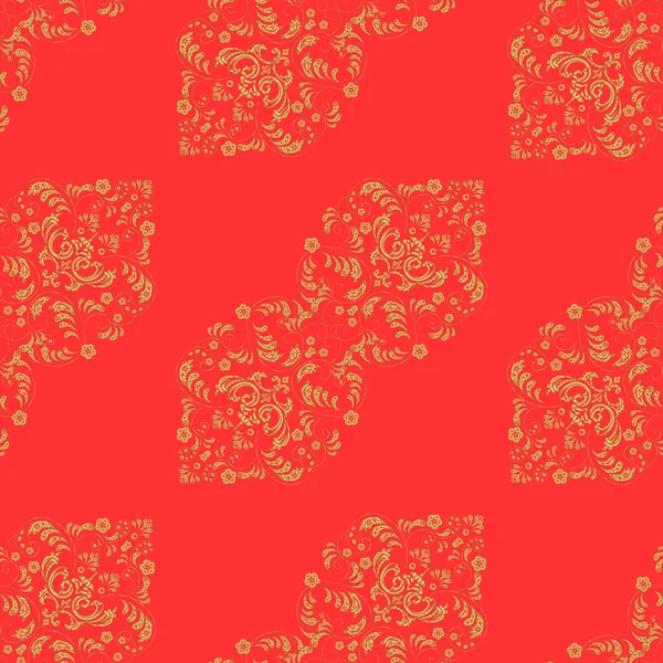 가시없는 오렌지 노란색 붉은색 물감없는 무늬가 화려하다 바다없는 Wallpaper Baroque — 스톡 벡터