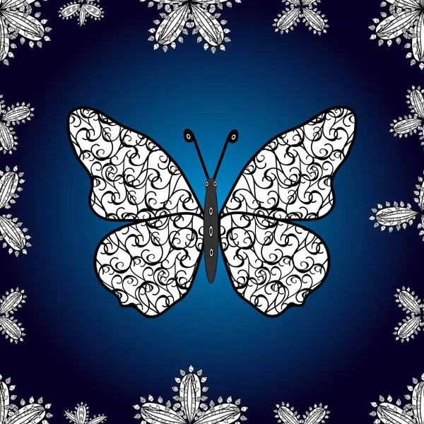 Piękne Tło Kolorowych Motyli Ręcznie Rysowana Ilustracja Abstrakcyjny Bezszwowy Wzór — Zdjęcie stockowe