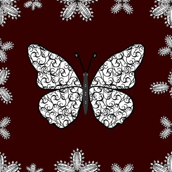 나비가 물갈퀴 초대장 프린트를 간단하고 귀여운 패턴이죠 검은색 배경에 유색인 — 스톡 사진
