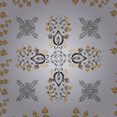 Antika altın tekrarlanabilir duvar kağıdı. Barok tarzında altın çiçekli süs. Tarafsız, gri ve sarı renklerde altın element. Damask pürüzsüz tekrarlama deseni.