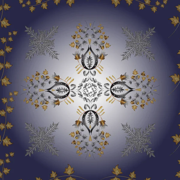 Традиційний Класичний Золотий Візерунок Золотий Візерунок Нейтральних Сірих Фіолетових Кольорах — стоковий вектор