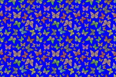 Klasik tarzda hem de. Çocuk için bahar paleti olan güzel kelebek. Beyaz, yeşil ve gri arkaplanda suluboya kelebekler.