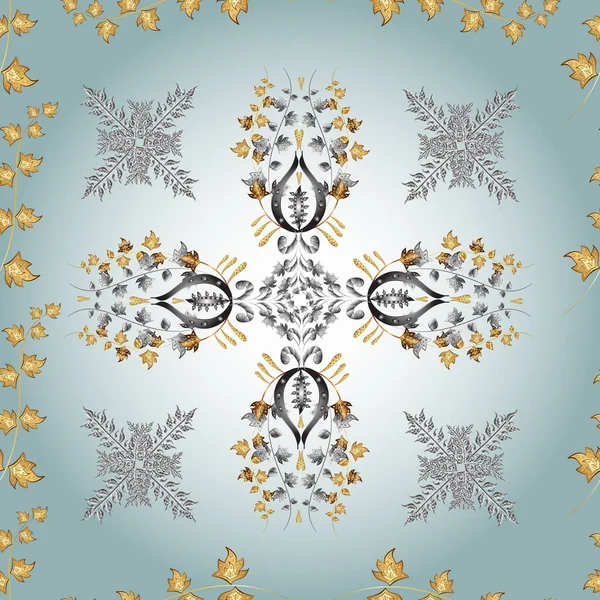 Декоративная Симметрия Арабеска Бесшовный Средневековый Цветочный Королевский Узор Золото Желтом — стоковое фото