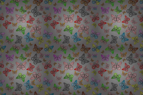 Raster Illustration Seamless Background Colorful Butterflies Nice Background Wrappers Wallpaper — Stock Photo, Image