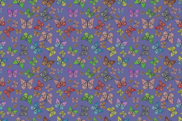 Sfondo Senza Cuciture Farfalle Colorate Immagine Scrapbooking Farfalle Arte Sui — Foto Stock