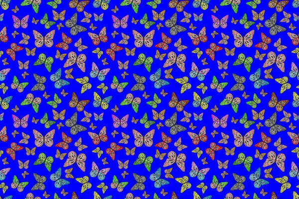 ヴィンテージスタイルで 子供のための春のパレットとかなり蝶 灰色の背景に隔離された水彩蝶 — ストック写真