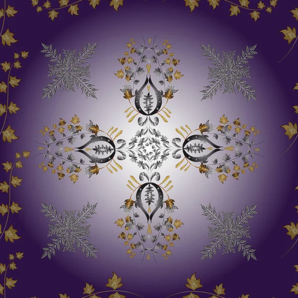 Золотой Узор Фиолетовых Серых Нейтральных Цветах Золотыми Элементами Исламский Дизайн — стоковый вектор