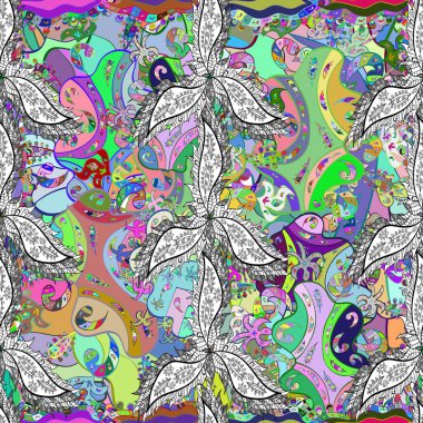 EPS10 Vektör illüstrasyonu. Güzel kumaş deseni. Bahar çiçekli, dikişsiz çiçek deseni..