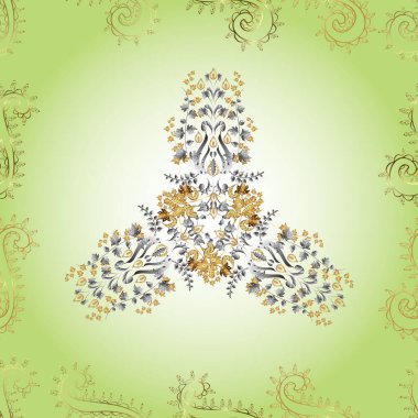 Kusursuz altın desen. Altın elementli bej, gri ve nötr renkler. Altın çiçekli süs brokar kumaş ve cam desenli. Çiçek desenli altın metal..