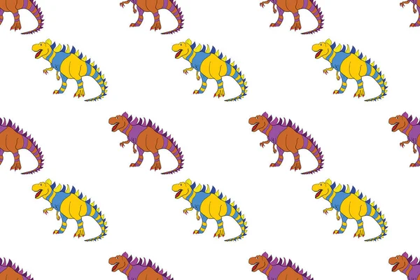 Patrón Geométrico Sin Costura Con Dinosaurios Dinosaurios Parecidos Lagartos Color —  Fotos de Stock