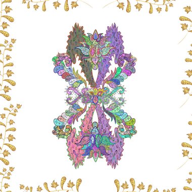 Renkli arkaplanda ilginç karalamalar olan kusursuz desen. Raster illüstrasyonu.