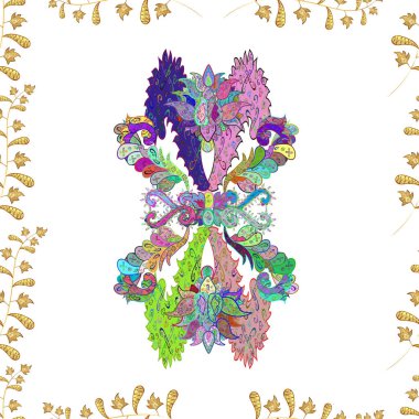 Renkli arkaplanda ilginç karalamalar olan kusursuz desen. Raster illüstrasyonu.