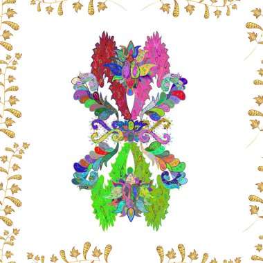 Renkli arkaplanda ilginç karalamalar olan kusursuz desen. Raster illüstrasyonu.