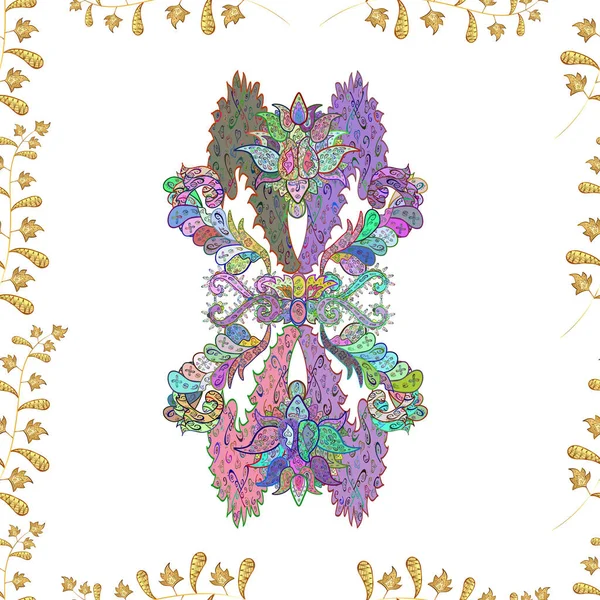 Renkli arkaplanda ilginç karalamalar olan kusursuz desen. Raster illüstrasyonu.