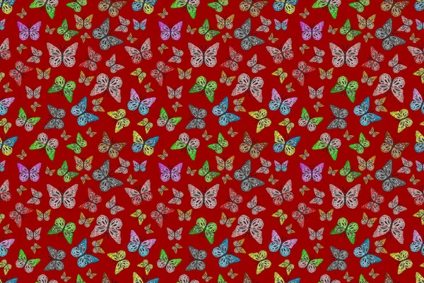 蝶のパターン 落書き スケッチ 抽象的なシームレスなパターンのための壁紙 男の子 女の子 — ストック写真