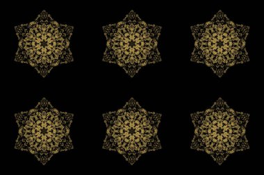 Siyah zemin üzerinde altın elementlerle kusursuz raster pano