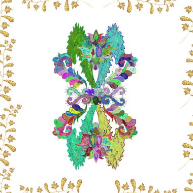 Renkli arkaplanda ilginç karalamalar olan kusursuz desen. Vektör illüstrasyonu.