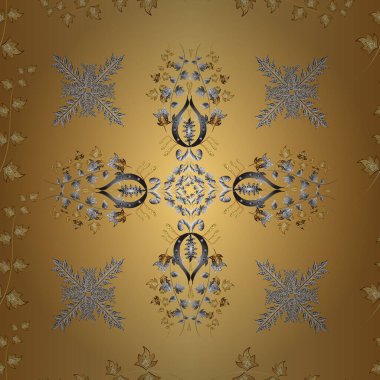 Damask pürüzsüz süsü. Klasik oryantal desen bej, turuncu ve sarı renkler üzerine. Geleneksel ve altın desen.