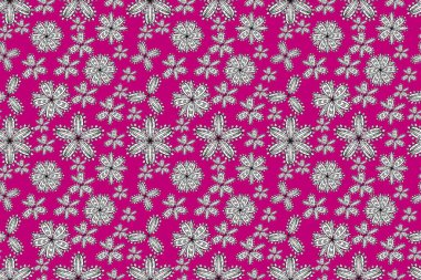 Pano dikişsiz raster desenli beyaz karalamalı çiçekler.