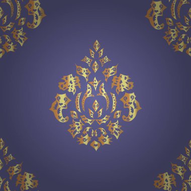 Renkli arka planda klasik elementlerle kusursuz bir desen. Vektör.