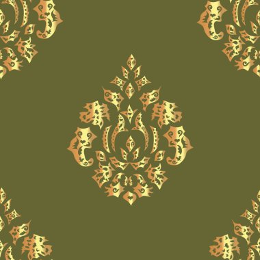 Renkli arka planda klasik elementlerle kusursuz bir desen. Vektör.