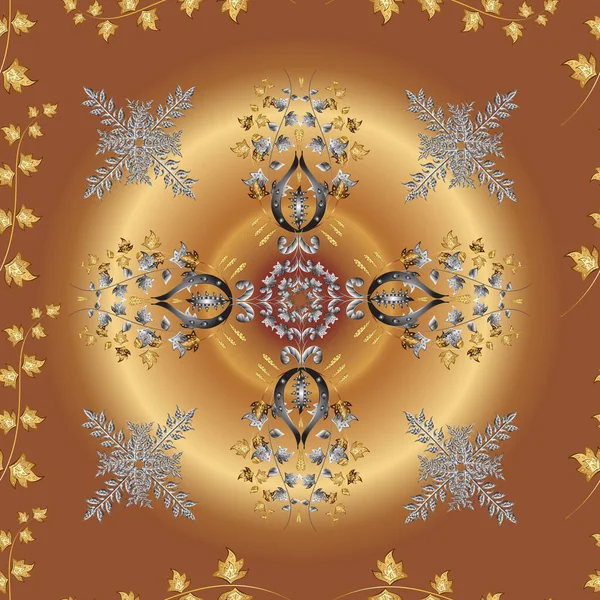 Vektorový Vinobraní Barokní Květinové Bezešvé Vzor Zlatě Luxusní Královský Viktoriánský — Stockový vektor