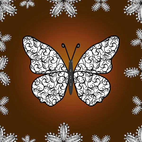 Mit Schmetterlingen Abbildung Braunen Weißen Und Schwarzen Farben Abstraktes Nahtloses — Stockfoto