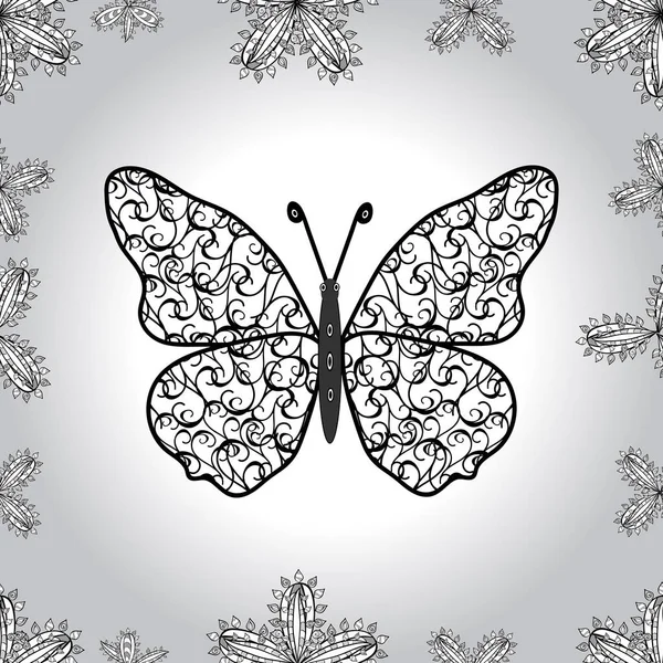 Экзотические Животные Серые Белые Нейтральные Бабочки Превосходный Фон Оформления Посуды — стоковое фото