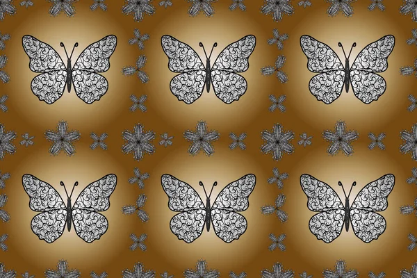 手描きの蝶とファッション夏のパターン 紙のためのかわいい背景 生地のデザイン ラッパーや壁紙 シームレスなパターン イラスト — ストック写真