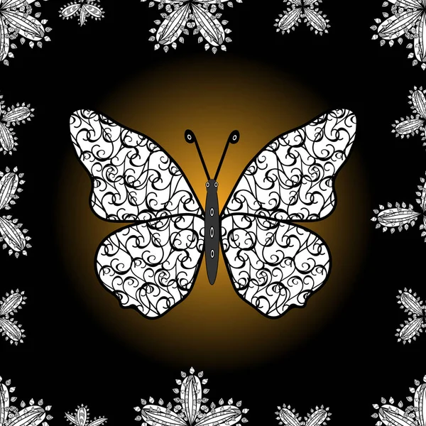 Different Beautiful Butterflies Flying Coloring Book Seamless Pattern Background Insect — 스톡 사진