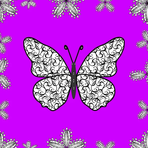 Schmetterlingsmuster Magenta Weiß Und Schwarz Hervorragender Hintergrund Für Die Gestaltung — Stockfoto