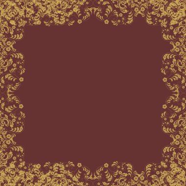 Damask motifi arka planı tekrarlıyor. Antika altın tekrarlanabilir duvar kağıdı. Kahverengi, sarı ve nötr renklerde altın element. Barok tarzında altın rengi kahverengi, sarı ve nötr çiçek süsü..