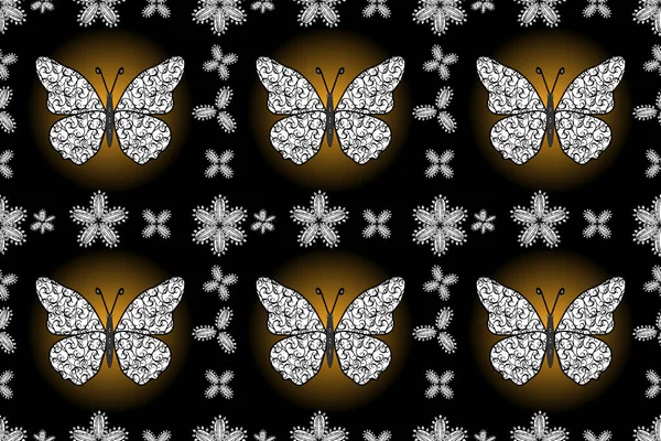 不同的美丽蝴蝶为着色书籍而飞翔 昆虫的无缝图案背景 墙纸的无缝图案摘要 — 图库照片