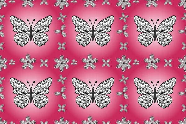Modèle Sans Couture Avec Beaucoup Papillons Différents Illustration Fantastique Photos — Photo