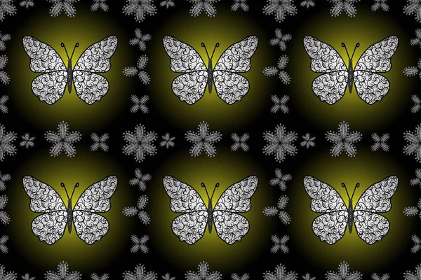Papillon Sur Fond Noir Gris Vert Modèle Féminin Simple Pour — Photo