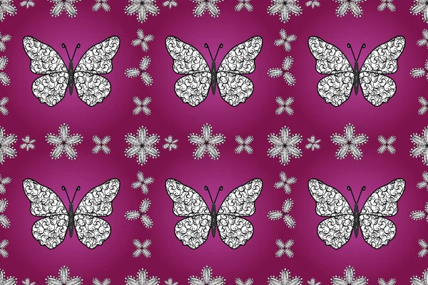 Papillons Aquarelle Sur Fond Violet Blanc Noir Parfait Pour Les — Photo
