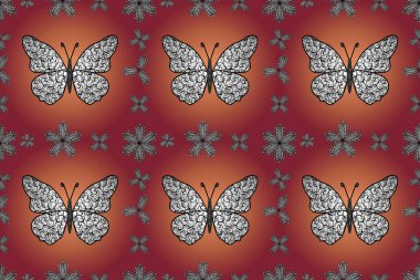 Şirin kelebek pembe, turuncu ve beyaz desenli. Giysi tasarımı için dekorasyon. Kusursuz..