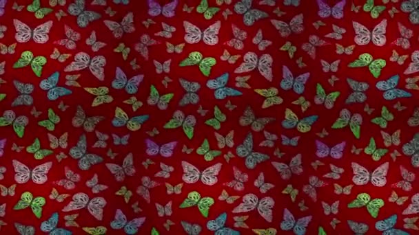Κινηματογραφικό Φόντο Πολύχρωμα Στοιχεία Πεταλούδες Εσοδεία Στυλ Σημαίας — Αρχείο Βίντεο