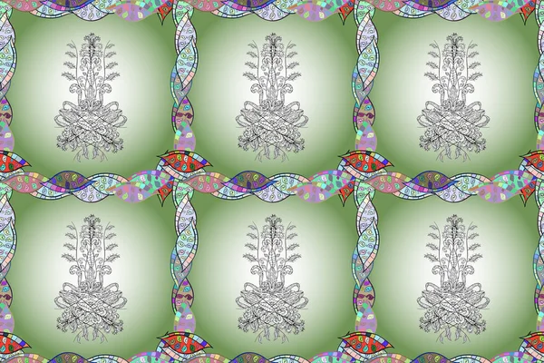 かわいい花の要素 フラットフラワーエレメントデザイン カラースプリングテーマシームレスパターン背景 シームレスなパターンファッショナブルなファブリックパターン ラスターイラスト — ストック写真