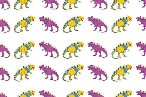 Geometrisches Nahtloses Muster Mit Dinosauriern Farbige Eidechsenartige Dinosaurier Für Verpackungen — Stockfoto