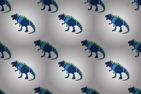 Geometrisk Sømløse Mønster Med Dinosaurer Farvede Firben Lignende Dinosaurer Til - Stock-foto