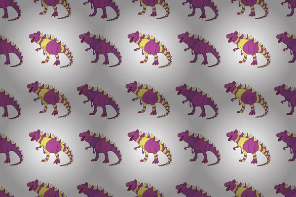 stock image Geometric seamless pattern with dinosaurs. Colored lizard-like dinosaurs for packaging or clothing. Saurischian dinosaurs.