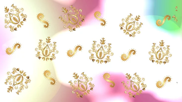 Golden Elements Beige White Neutral Colors Seamless Oriental Ornament Style — Stock Photo, Image