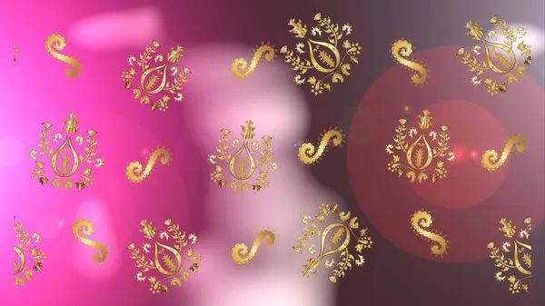Ragyogó Csipke Stilizált Virágok Zökkenőmentes Minta Barna Rózsaszín Színek Arany — Stock Fotó